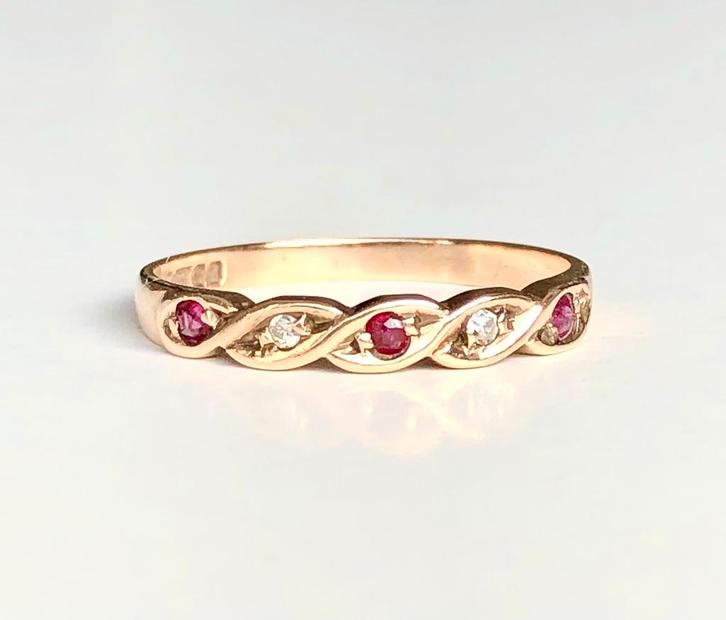 Vintage gouden ring robijn topaas maat 18, Sieraden, Tassen en Uiterlijk, Ringen, Zo goed als nieuw, Dame, 18 tot 19, Rood, Goud