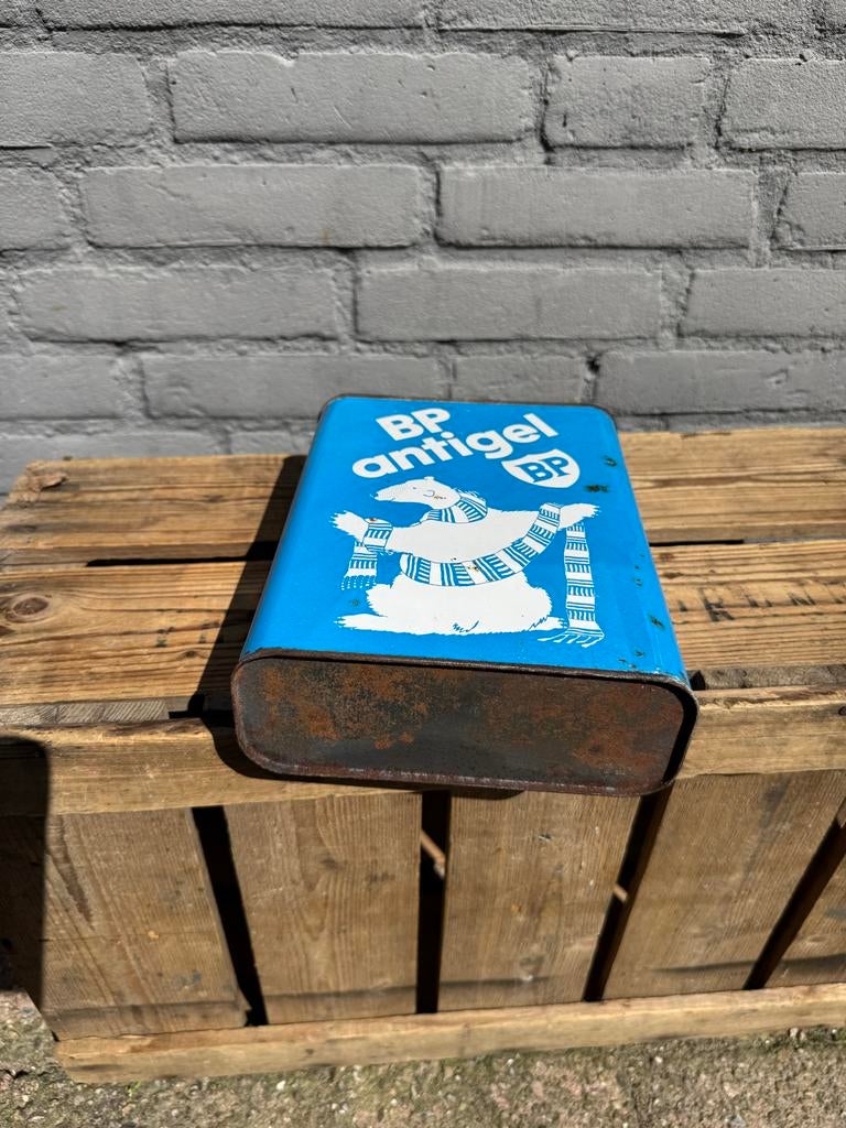 Vintage BP Antigel blik - Decoratieve olieblik, Ophalen of Verzenden