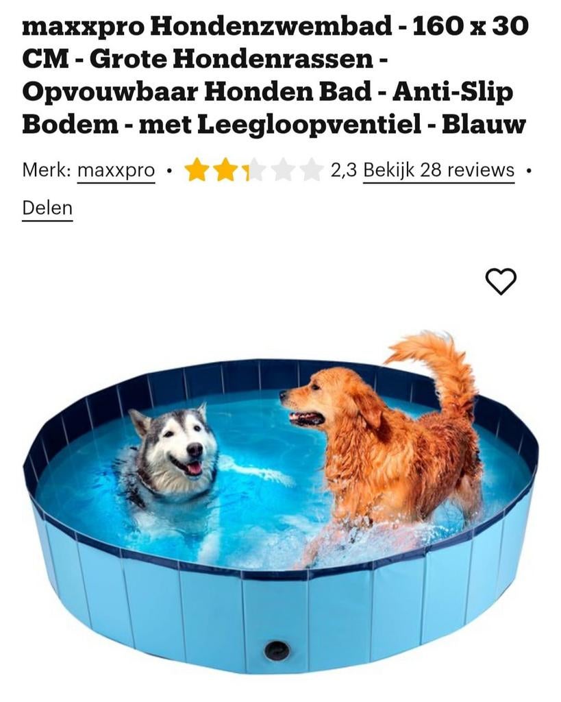 Hondenzwembad, Dieren en Toebehoren, Overige Dieren-accessoires, Ophalen of Verzenden, Zo goed als nieuw