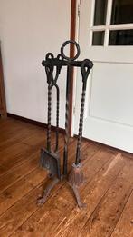 Vintage smeedijzeren haardset / openhaardgereedschap antiek, Huis en Inrichting, Haarden, Ophalen, Gebruikt, Vrijstaande haard