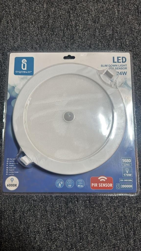 LED Inbouwspot 24W met Sensor - 6000K Daglicht Wit - NIEUW, Led-lamp, Minder dan 30 watt, Nieuw, E27 (groot)