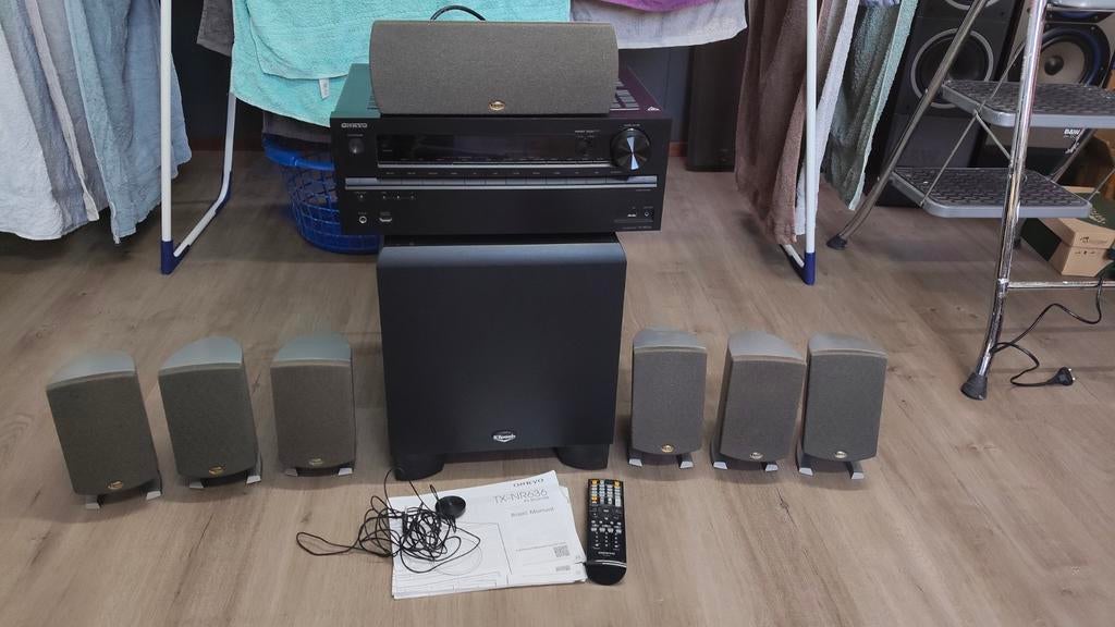 Mooie set Onkyo receiver en Klipch speakers set, Audio, Tv en Foto, Home Cinema-sets, 70 watt of meer, Zo goed als nieuw, 5.1-systeem