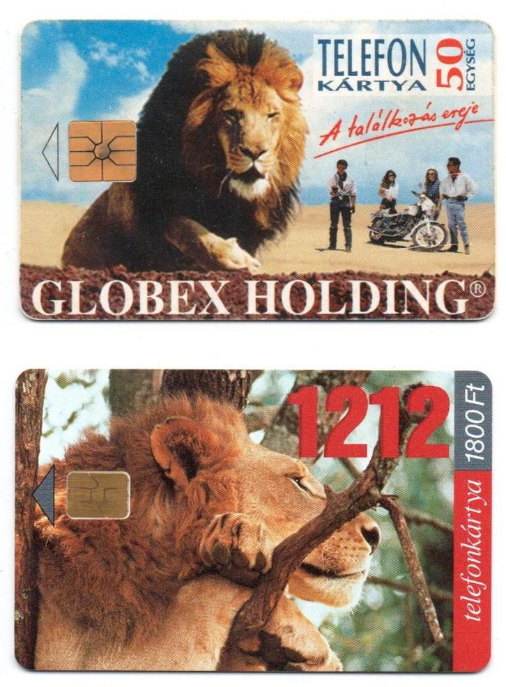 Hongarije, leeuw, 2 kaarten, Verzamelen, Telefoonkaarten, Buitenland, Ophalen of Verzenden