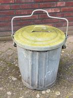 Oude Zinken Emmer met Deksel en Handgreep, Ophalen, Gebruikt, Zink, Met deksel