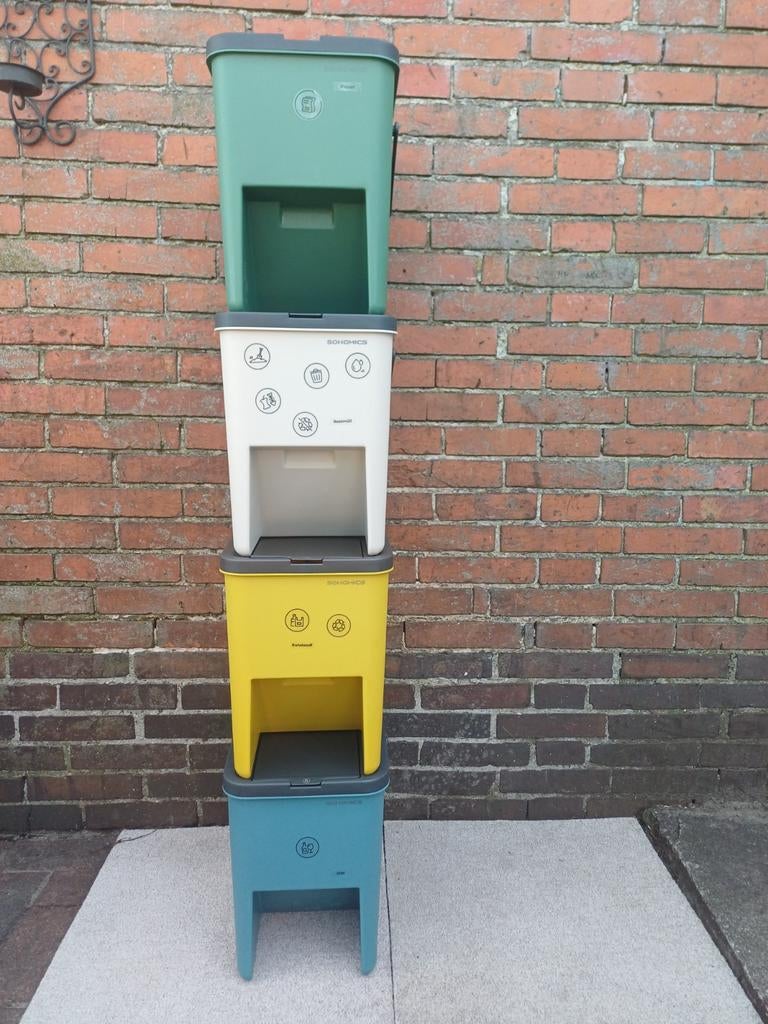 4 nieuwe afvalscheiding emmers, Kunststof, Gebruikt, 50 tot 75 cm, Ophalen of Verzenden