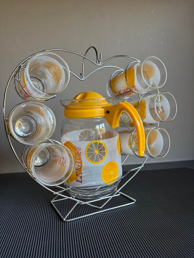 Set limonade glazen met karaf, Verzamelen, Glas en Borrelglaasjes, Zo goed als nieuw, Overige typen, Ophalen of Verzenden