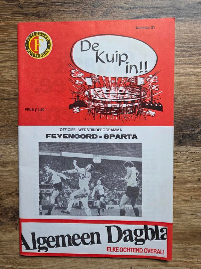 Wedstrijdprogramma Feyenoord-Sparta 1984, Ophalen of Verzenden, Gebruikt, Feyenoord, Poster, Plaatje of Sticker