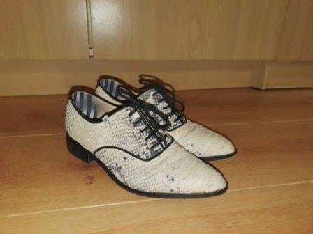 Floris van Bommel mt.37,5 grijs/beige leer met snake print, Kleding | Heren, Schoenen, Overige kleuren, Floris van Bommel, Ophalen of Verzenden