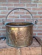 Oude antieke koperen kookpot haardhout gesmeed hengsel, Antiek en Kunst, Ophalen of Verzenden, Koper