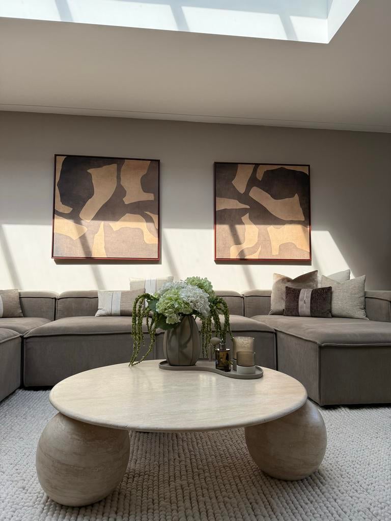 2 grote Aureous Schilderijen - Arla Square Framed Canvas, Antiek en Kunst, Ophalen