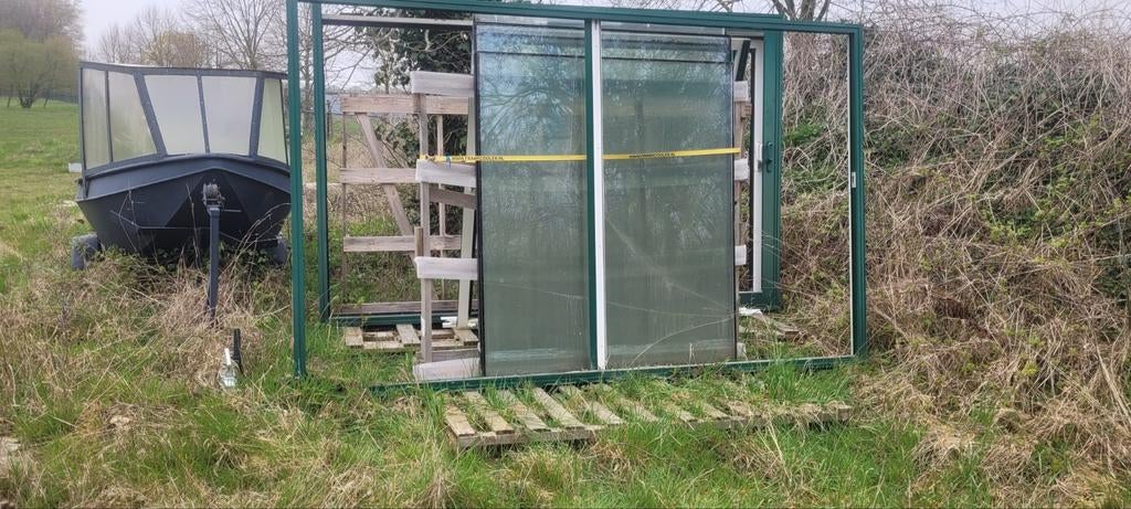 Schuifpui met groen frame, Ophalen, Gebruikt, 225 cm of meer, Aluminium