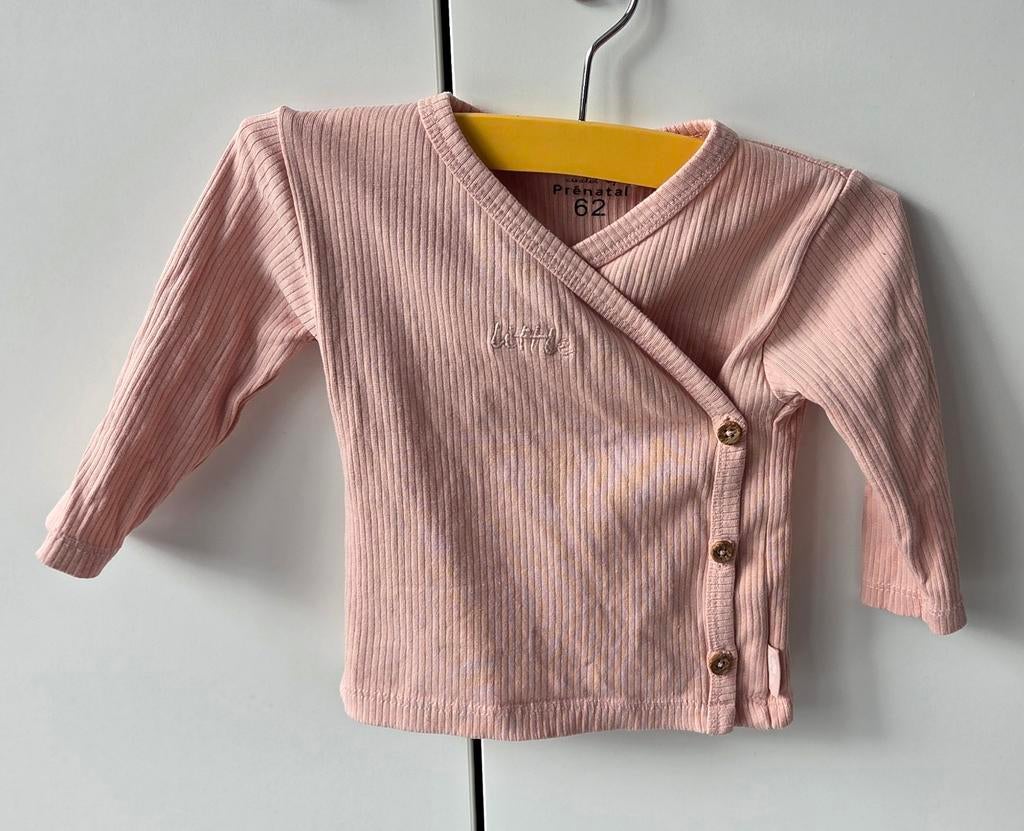 Prenatal roze overslag longsleeve van ribstof maat 62, Kinderen en Baby's, Babykleding | Maat 62, Meisje, Ophalen of Verzenden