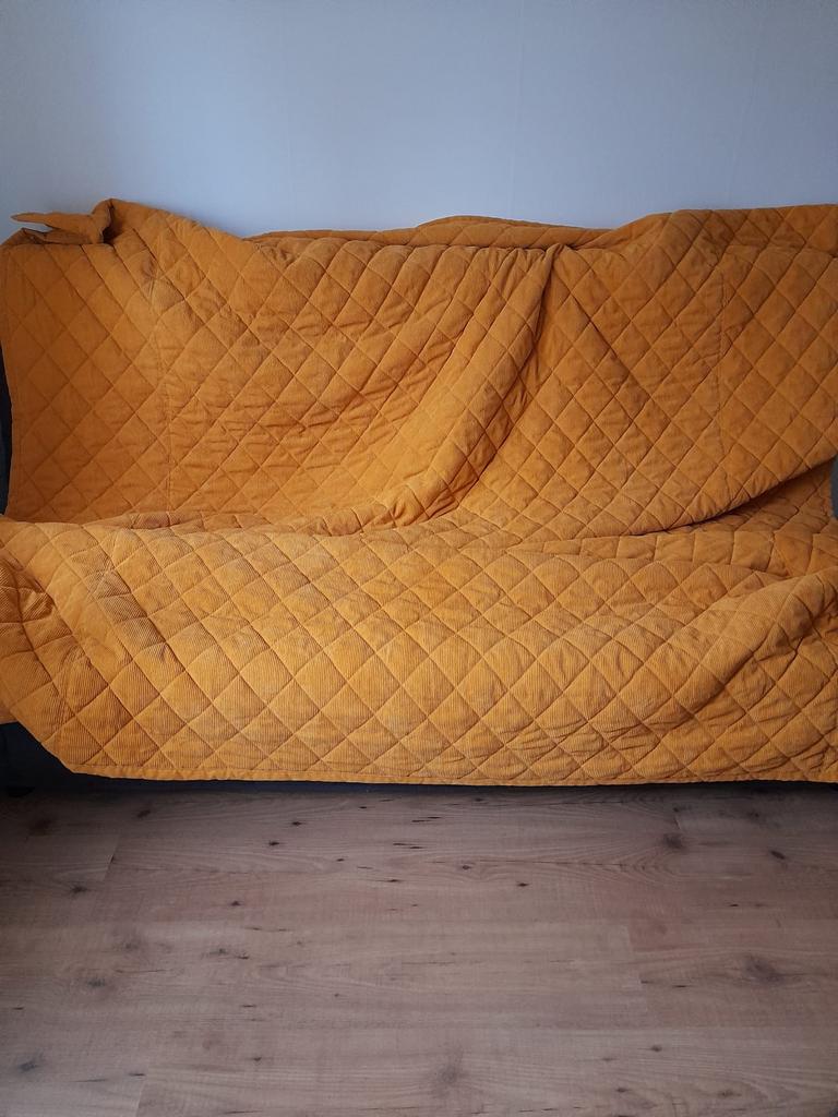 Sprei mosterdkleur 220x265, Gebruikt, Geel, Tweepersoons, Ophalen of Verzenden