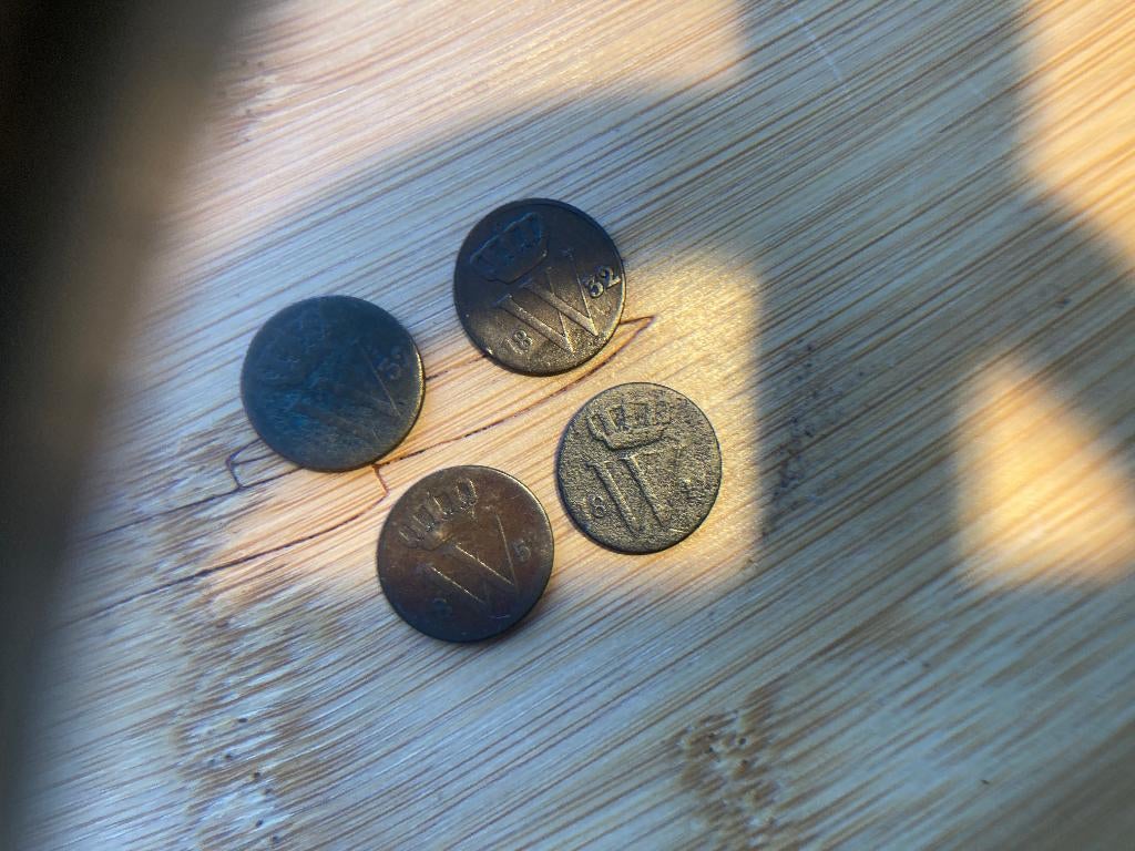 4 halve centen 1832, 1844, 1852 en 1857, Postzegels en Munten, Munten | Nederland, Verzenden, Koning Willem I, Overige waardes