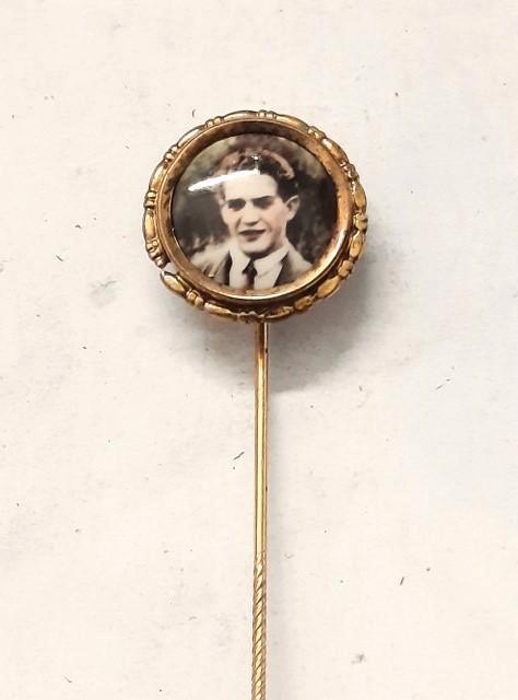 Antieke Goud doublé dasspeld met portret (7131-609), Sieraden, Tassen en Uiterlijk, Antieke sieraden, Broche, Overige materialen