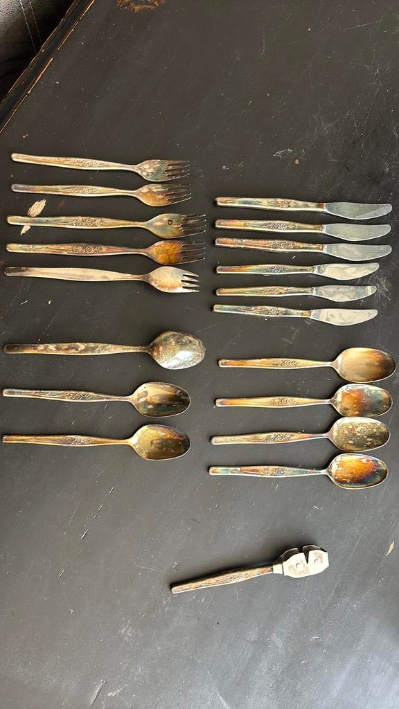 Verzilverd bestek met decoratief patroon U GERO 100, Antiek en Kunst, Antiek | Bestek, Ophalen of Verzenden