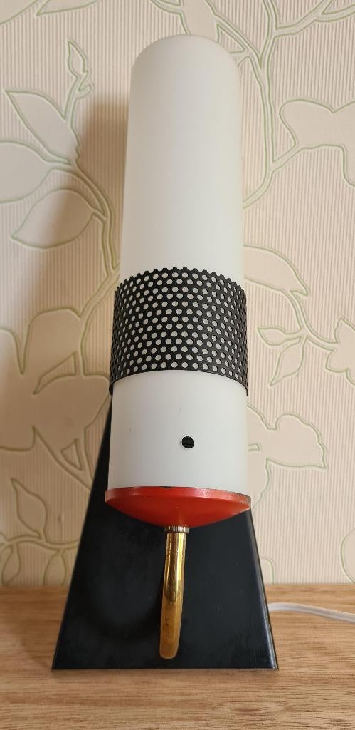 te koop: metalen wandlamp opalineglazen kap, retro vintage, Ophalen of Verzenden, Gebruikt, Glas, Sixties