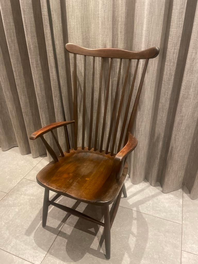 Vintage houten Windsor stoel met armleuningen, Ophalen