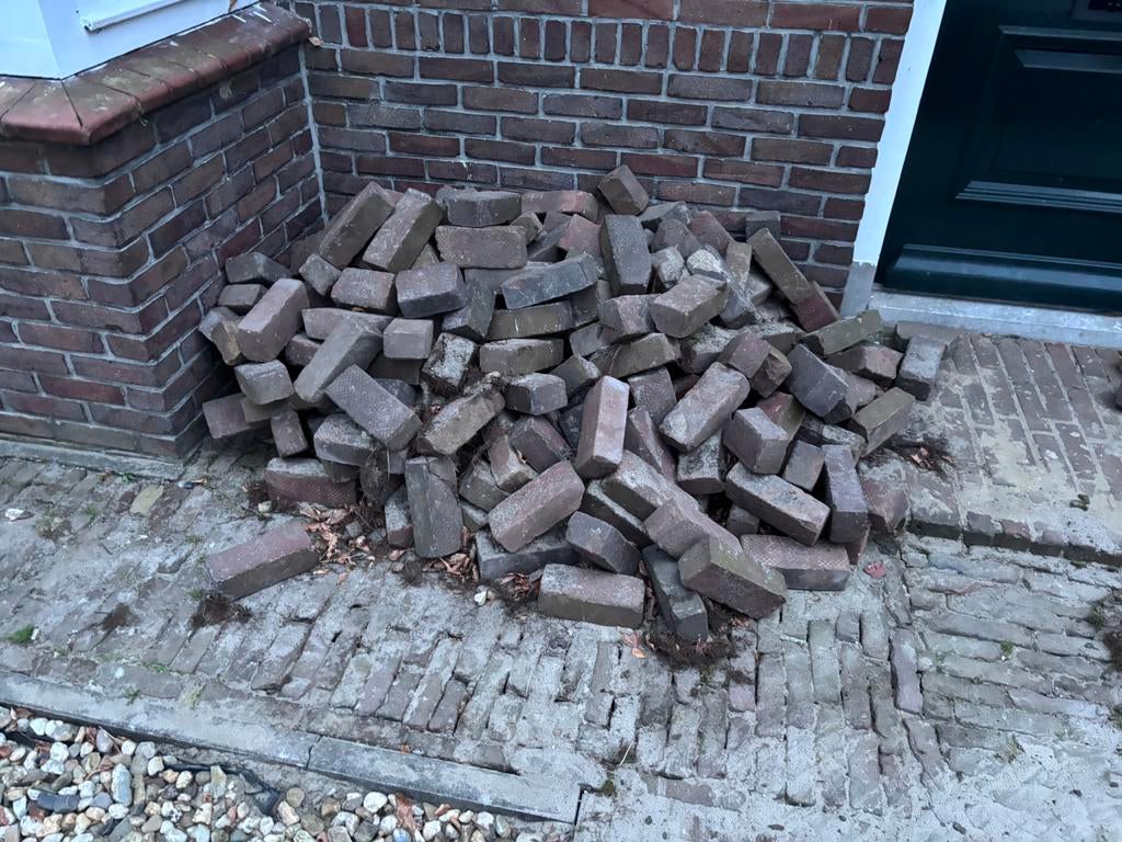 Gebakken klinkers dikformaal, Tuin en Terras, Tegels en Klinkers, Ophalen, Zo goed als nieuw, Klinkers