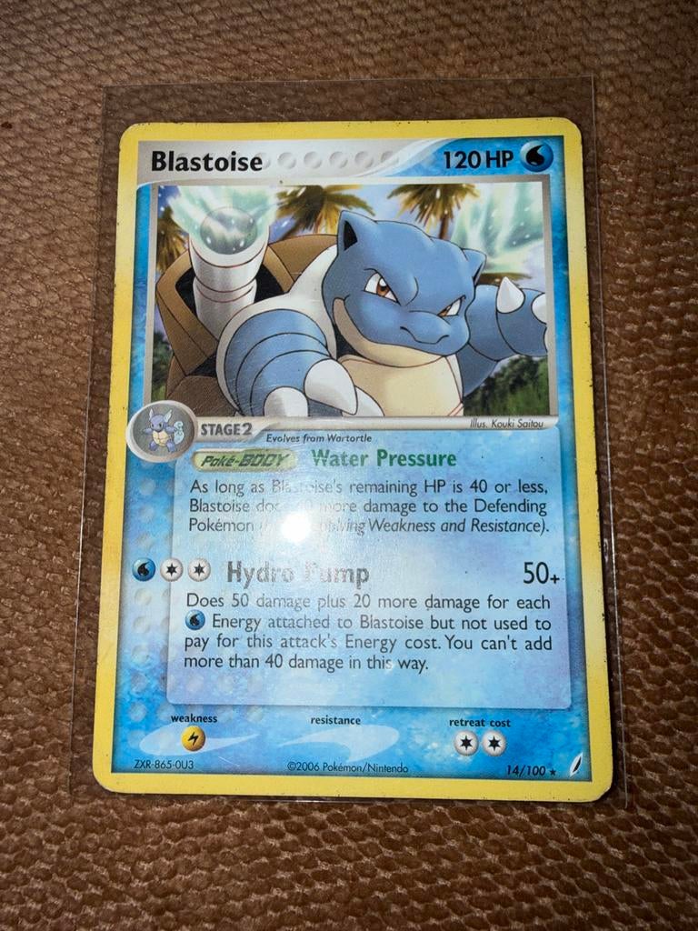 Blastoise 14/100 rare Pokémon Crystal Guardians, Hobby en Vrije tijd, Verzamelkaartspellen | Pokémon, Gebruikt, Losse kaart, Ophalen of Verzenden