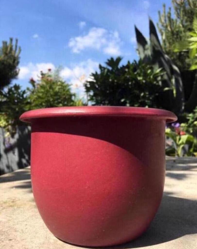 Vintage jaren’50 bloempotten uniek roze/rode terracotta div., 25 tot 40 cm, Rond, Binnen, Ophalen of Verzenden