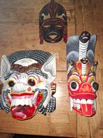 Set van 3 handgesneden houten maskers - Bali stijl, Ophalen of Verzenden