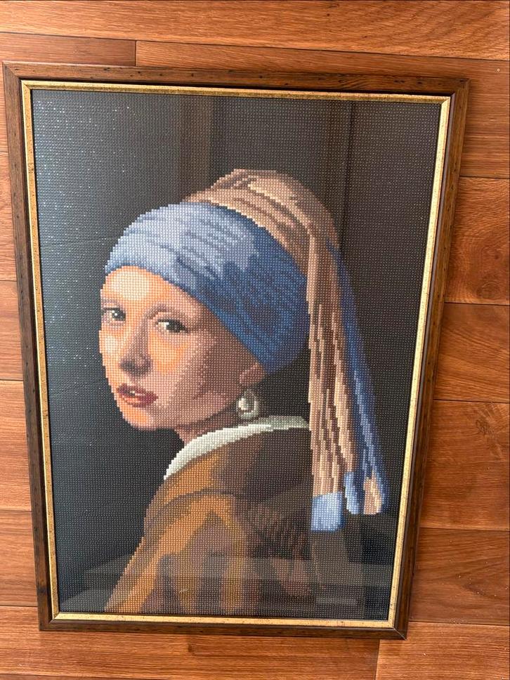 Ingelijste diamond painting Meisje met de Parel, Antiek en Kunst, Kunst | Overige Kunst, Ophalen