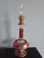 Egyptisch glazen parfumflesje goud en paars - vintage, Ophalen of Verzenden