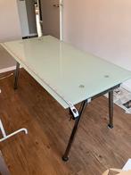 IKEA buro, aqua groen diffuus glas, Ophalen, In hoogte verstelbaar, Gebruikt, Bureau