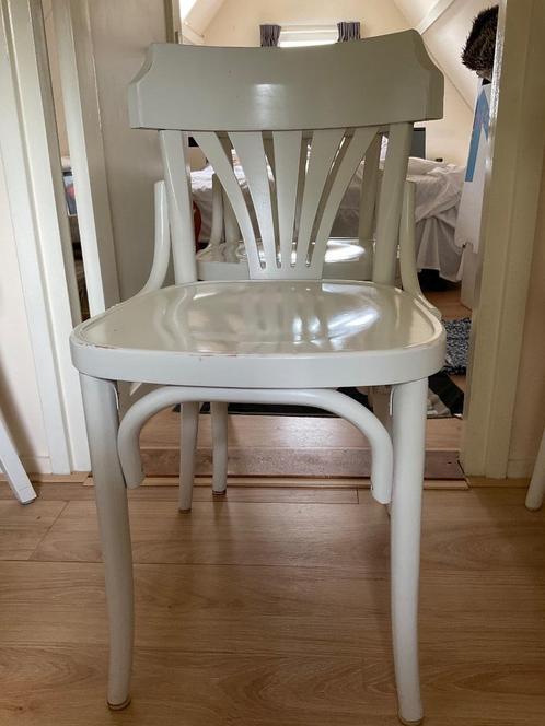 6 stevige houten eetkamerstoelen, kleur wit, Huis en Inrichting, Stoelen, Gebruikt, Vijf, Zes of meer stoelen, Hout, Wit, Ophalen