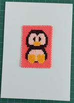 kaart met geborduurde pinguin (1807), Hobby en Vrije tijd, Kaarten | Zelfgemaakt, Ophalen of Verzenden, Nieuw, Dieren