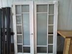 Dubbele deuren hardhout met glas 238 cm bij 185 cm, Ophalen, Gebruikt, Buitendeur, Glas