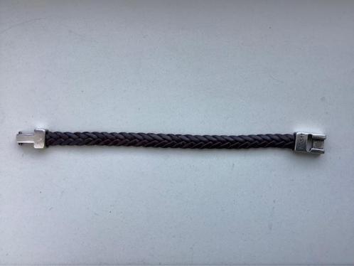 Te koop: Josh armband - donkerbruin gevlochten leer - zilver, Sieraden, Tassen en Uiterlijk, Armbanden, Zo goed als nieuw, Leer