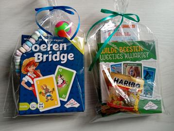 Traktatie kwartet of kaartspel+puzzelbal of dier 3d+snoepje  beschikbaar voor biedingen