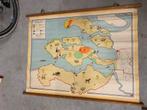 Vintage landkaart Zeeland houten houders, Antiek en Kunst, Antiek | Schoolplaten, Ophalen of Verzenden, Aardrijkskunde