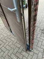 Hardhouten kozijn met deur en zijlicht, Ophalen, Deurkozijn, Zo goed als nieuw, 150 tot 225 cm