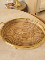 Vintage bamboe rotan messing midcentury dienblad tray, Huis en Inrichting, Ophalen of Verzenden