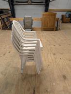 6 tuinstoelen wit stapelbaar, Ophalen of Verzenden, Gebruikt, Kunststof, Stapelbaar