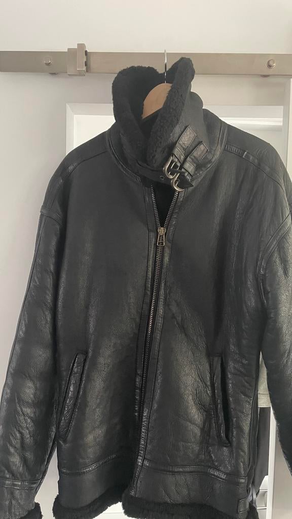 Mooie lamsleren lammycoat damesjas, Ophalen, Gedragen, Maat 42/44 (L), Zwart