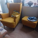 IKEA Ikea fauteuil Strandmon Schiftebo geel met hocker, Ophalen of Verzenden, Zo goed als nieuw, 75 tot 100 cm, 50 tot 75 cm