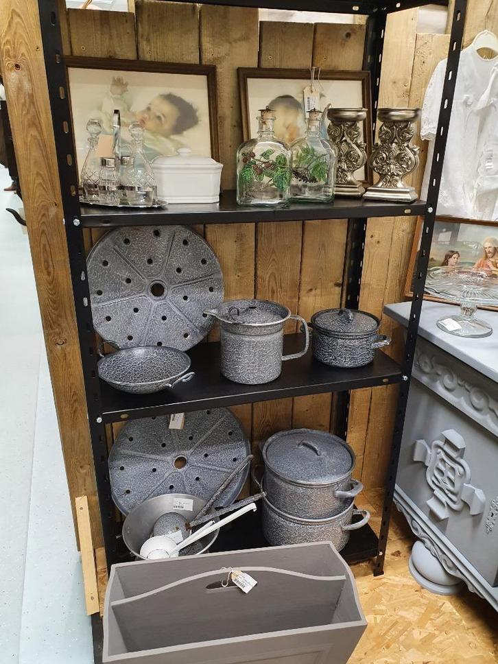 Emaille wasketel plaat grijs gewolkt, Antiek en Kunst, Antiek | Emaille, Ophalen of Verzenden