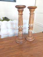 2 mooie houten kandelaars 40cm, 25 tot 50 cm, Ophalen of Verzenden, Zo goed als nieuw, Kandelaar