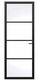 Gloednieuwe glazen deur l Staal look, Doe-het-zelf en Verbouw, Deuren en Horren, Ophalen, 80 tot 100 cm, 215 cm of meer, Binnendeur