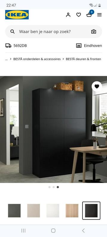 Ikea Besta deuren zwart bruin 8 stuks 