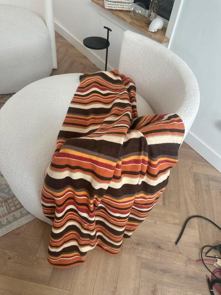 Silt Woondeken Oranje Gestreept 160x200cm, Antiek en Kunst, Antiek | Kleden en Textiel, Ophalen of Verzenden