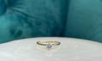 14K geelgouden solitair ring bezet met diamant # 220147, Goud, Goud, Met edelsteen, 17 tot 18