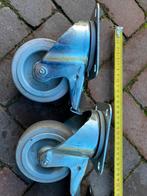 4 zwenkwielen palletbank rolcontainer hondje trolley rubber, Ophalen of Verzenden, Zo goed als nieuw