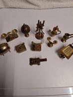Diverse koperen miniaturen, o.a. kanon, telefoon, haardstel., Ophalen of Verzenden