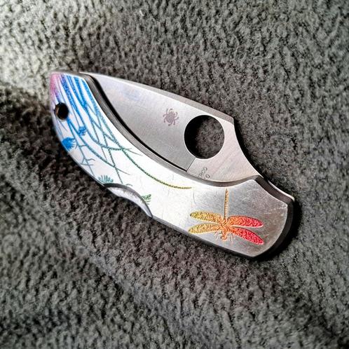 Zakmes Spyderco dragonfly tattoo, Caravans en Kamperen, Kampeergereedschap, Zo goed als nieuw, Verzenden
