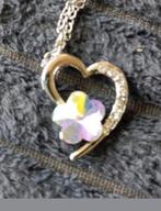 Ketting hart bloem, Verzenden, Nieuw, Zilver, Met hanger